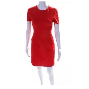 Diane Von Furstenberg Womens Back Zip Crew Neck Sheath Dress Orange Size 2